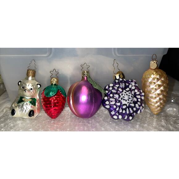 5 Mark Kraus & Old World Christmas Blown Glass Ornament Lot WGermany NICE! #50 - Picture 1 of 12